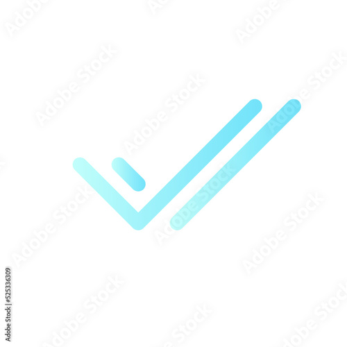 Two checkmarks flat gradient color ui icon. Messenger indicator. Social media communication. Simple filled pictogram. GUI, UX design for mobile application. Vector isolated RGB illustration
