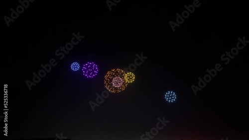 Thousands of drones flying show at night