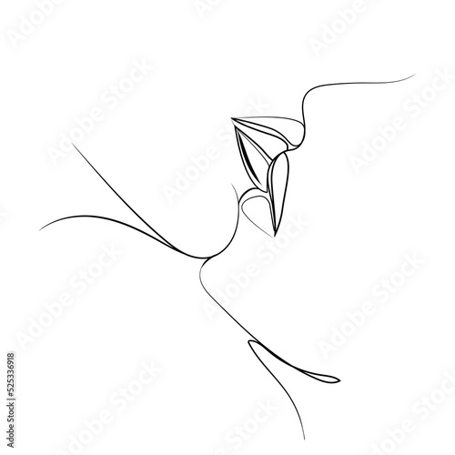 Kiss vector art line drawing isolated on white background doodle illustration.Minimalism style. Man and woman kissing.Modern design art for decorating icons, wallpapers, postcards, tattoos, prints