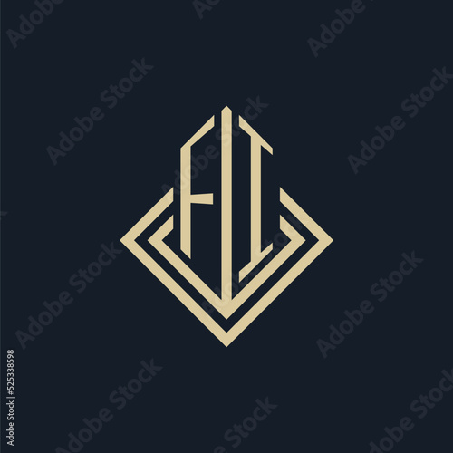 Initials FI logo rhombus lines shape style, luxury modern real estate logo design