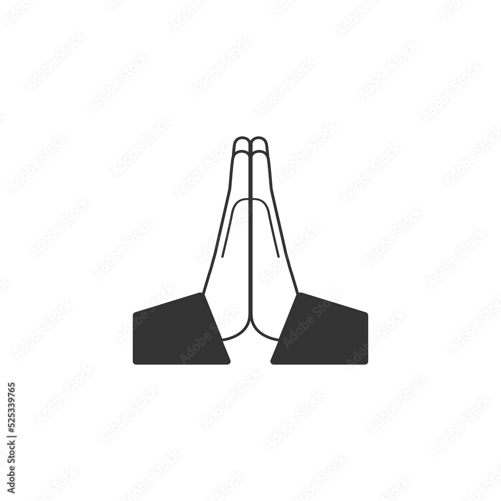 Hand praying icon. Vector illustration isolated on white background. Hand praying icon. Vector illustration isolated on white background.