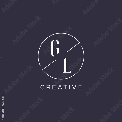Elegant look monogram GL logo with simple circle line
