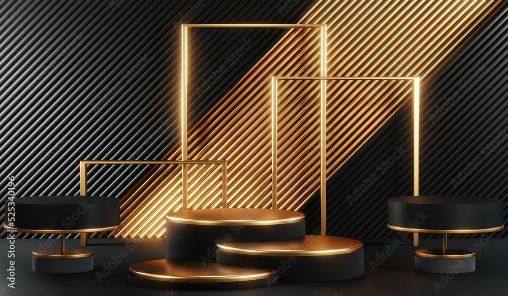 3D rendering of blank product background for cream cosmetics Modern black podium background 3D rendering of blank product background for cream cosmetics Modern black podium background