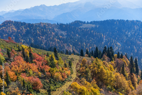 Autumn charm of the picturesque mountains of the Krasnodar Territory, Russia.