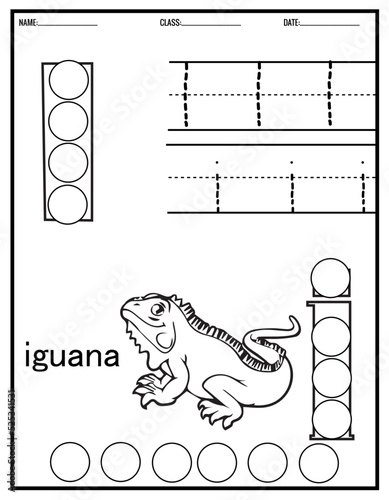 Kindergarten Tracing Letters Worksheets Alphabet trace and color cute animal,with Dot Markers.