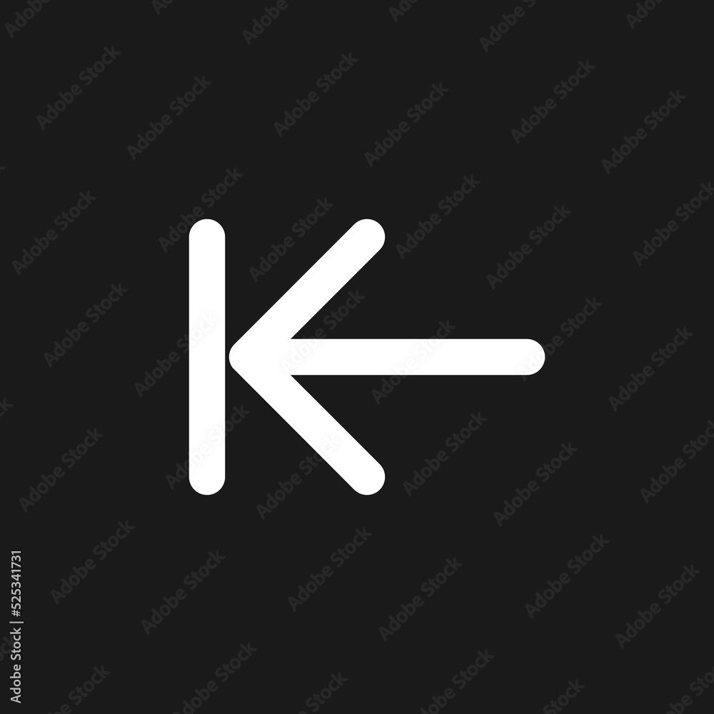Previous step dark mode glyph ui icon. Simple filled line element. User interface design. White silhouette symbol on black space. Solid pictogram for web, mobile. Vector isolated illustration Previous step dark mode glyph ui icon. Simple filled line element. User interface design. White silhouette symbol on black space. Solid pictogram for web, mobile. Vector isolated illustration