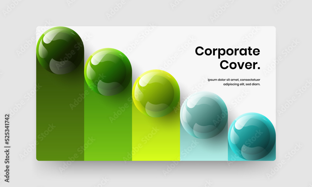 Creative company brochure vector design template. Abstract realistic balls corporate identity layout.