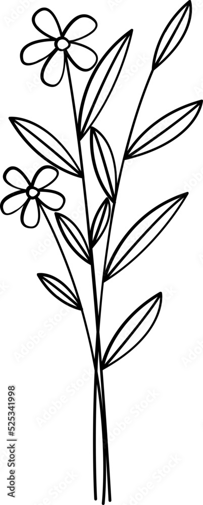 Naklejka premium floral flower plant lineart,doodle for invitation card