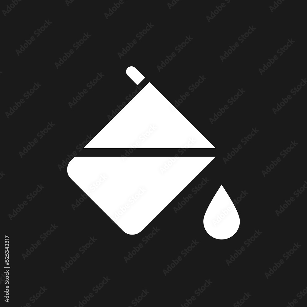 Paint bucket tool dark mode glyph ui icon. Simple filled line element. User interface design. White silhouette symbol on black space. Solid pictogram for web, mobile. Vector isolated illustration Paint bucket tool dark mode glyph ui icon. Simple filled line element. User interface design. White silhouette symbol on black space. Solid pictogram for web, mobile. Vector isolated illustration