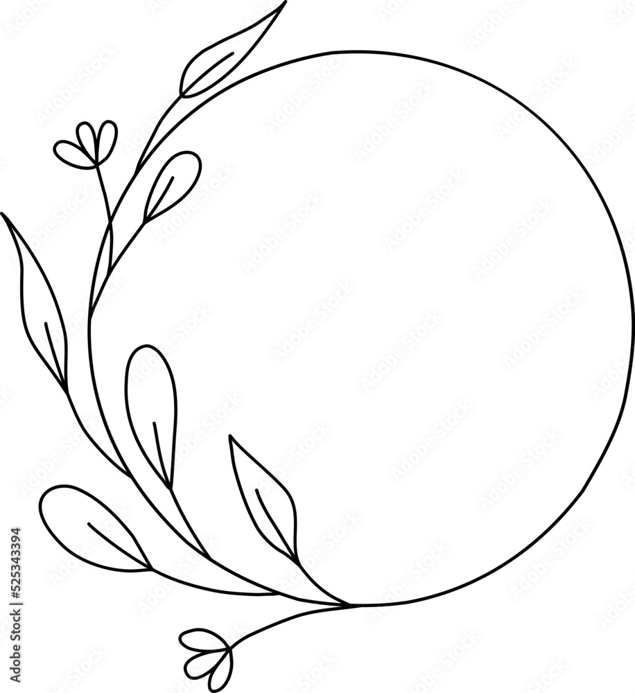 Wreath floral flower plant lineart,doodle for invitation card Wreath floral flower plant lineart,doodle for invitation card