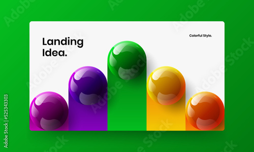 Premium realistic spheres website screen layout. Creative postcard design vector illustration.