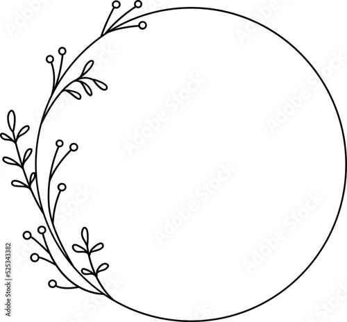 Wreath floral flower plant lineart,doodle for invitation card