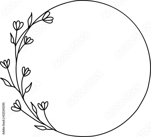 Wreath floral flower plant lineart,doodle for invitation card