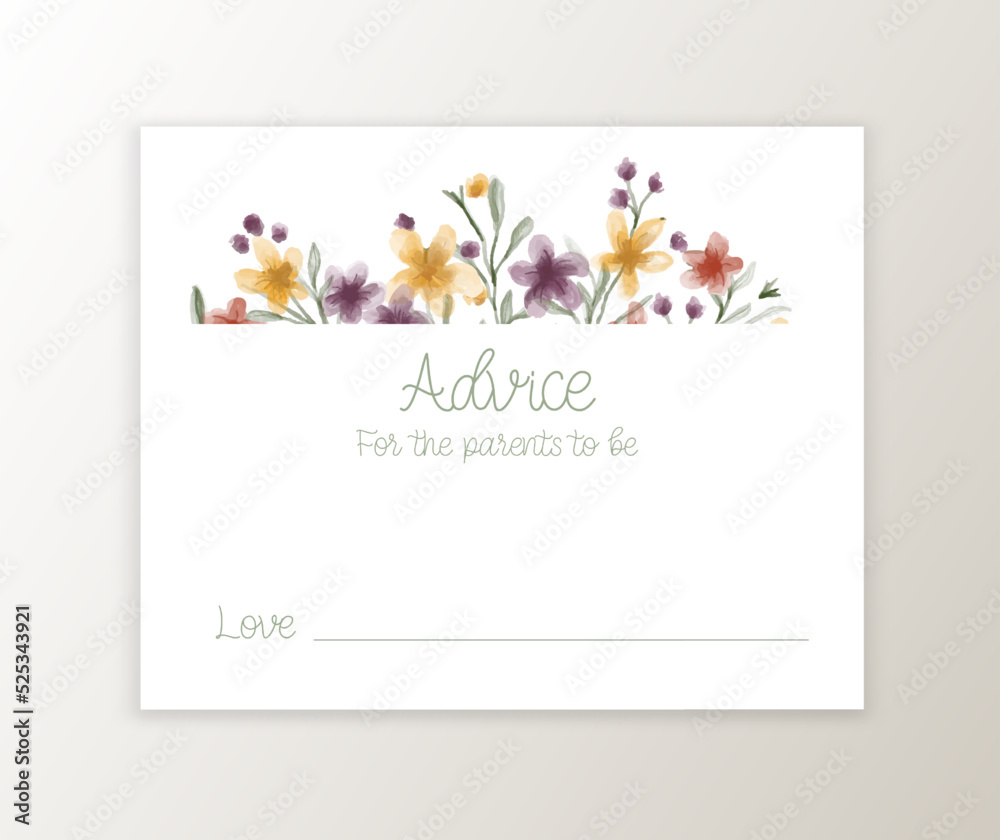 Watercolor Wildflower Baby Advice for the Parents to Be template.