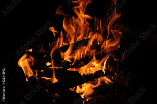 View of burning campfire at night