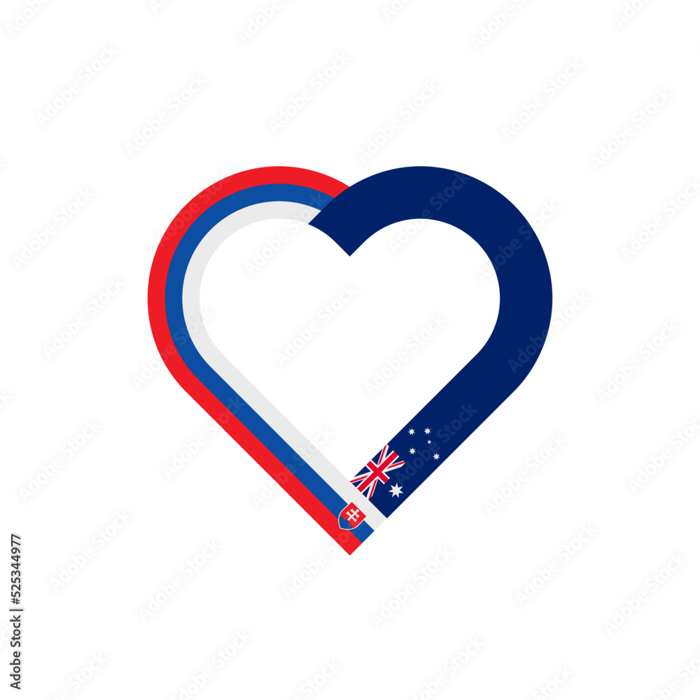friendship concept. heart ribbon icon of slovakia and australia flags. vector illustration isolated on white background friendship concept. heart ribbon icon of slovakia and australia flags. vector illustration isolated on white background