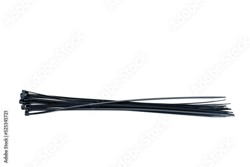 Black Cable Ties Isolated on white background
