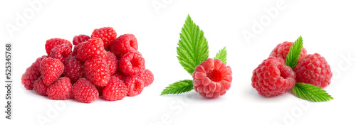 Raspberry on white background. Fresh sweet fruit closeup