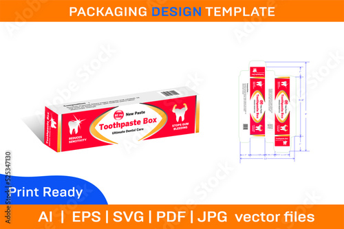 80 gm Toothpaste Box Packaging Design Template