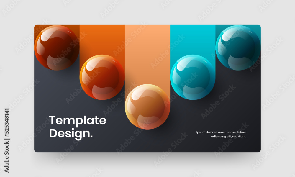 Clean realistic spheres pamphlet layout. Amazing corporate cover design vector template.