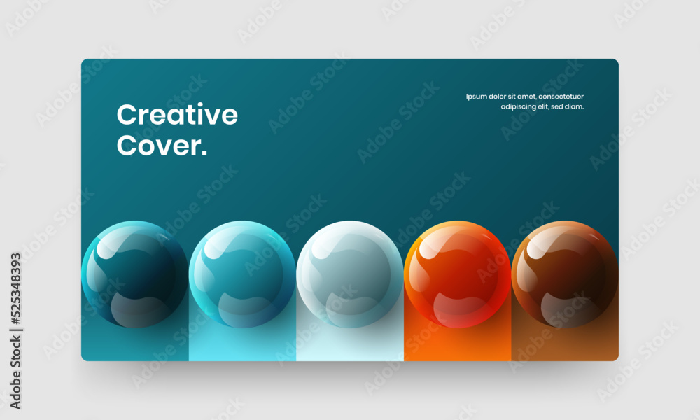 Multicolored company identity design vector layout. Fresh 3D spheres poster template.
