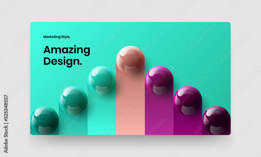 Premium brochure design vector layout. Fresh realistic balls postcard illustration.