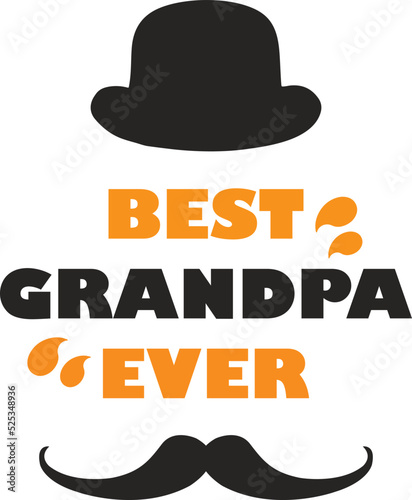 Cool vector drawing of the best grandfather in the world. Print for clothes, poster, sticker. Vector elements.