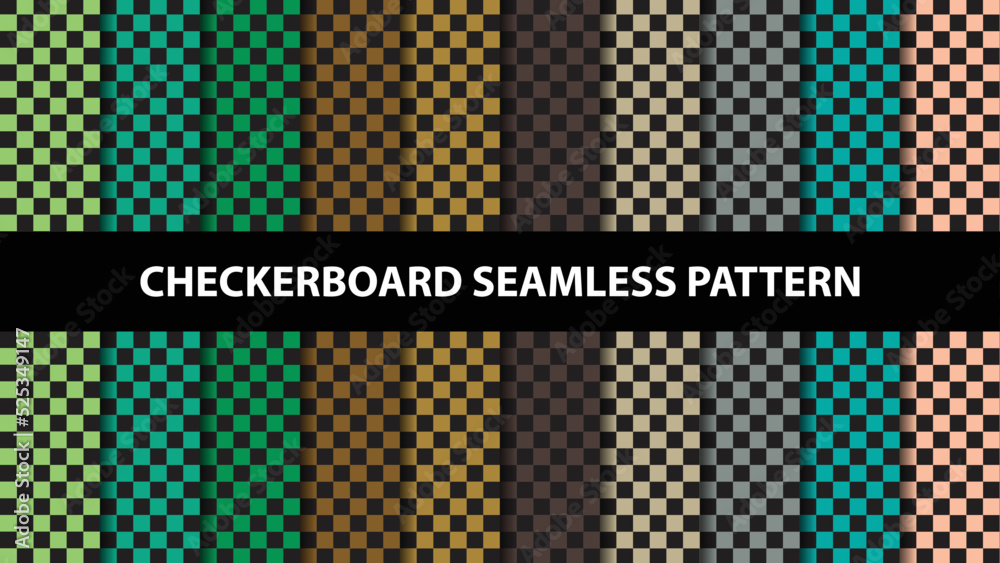 Collection of checkerboard vector seamless pattern. Checkerboard wallpaper