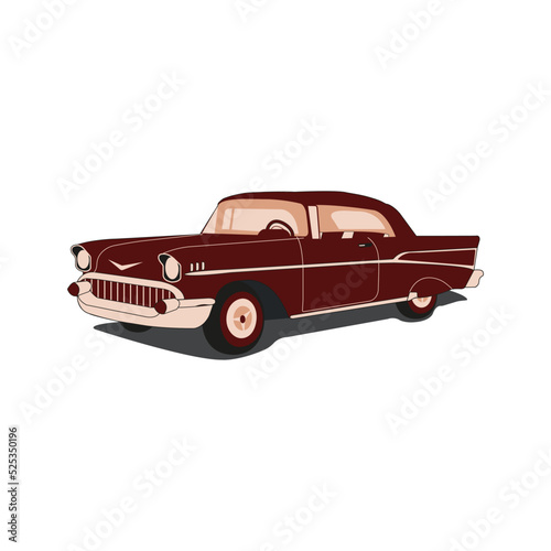 red old retro car graphics antique logo for business services