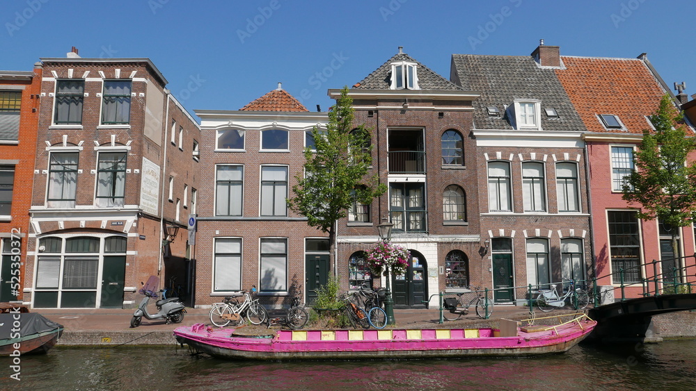 Maisons hollandaises de Leiden. Pays-Bas