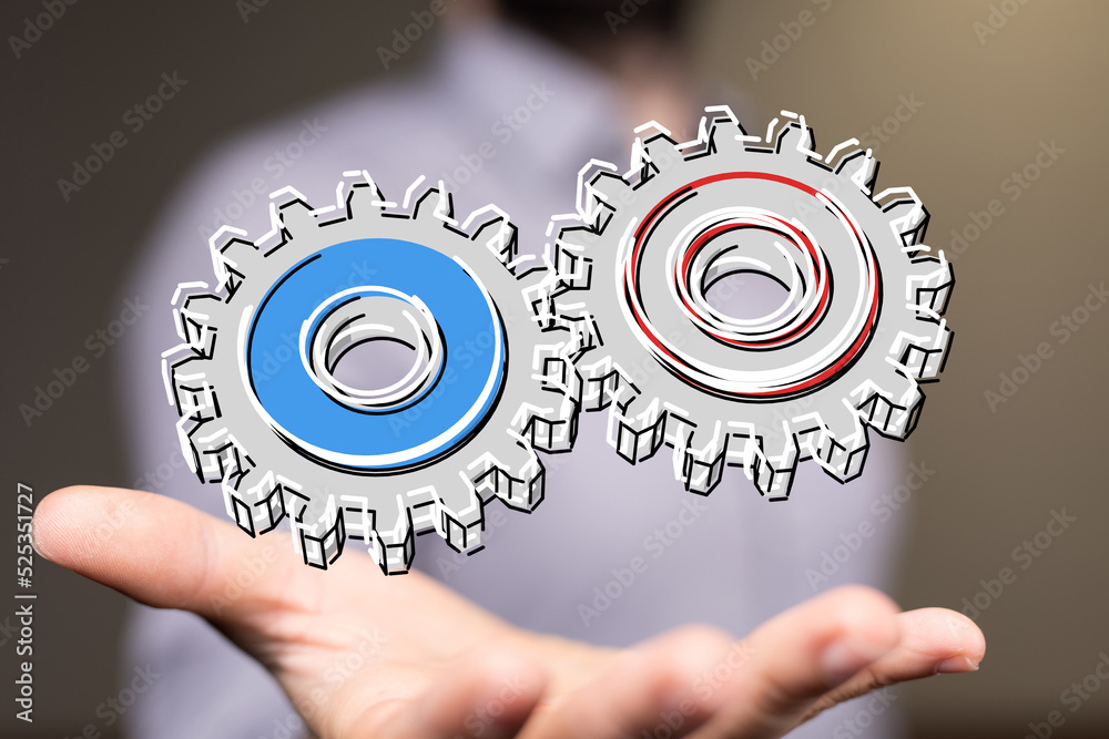 gear Futuristic in Industry 4.0 and business virtual diagram gear Futuristic in Industry 4.0 and business virtual diagram