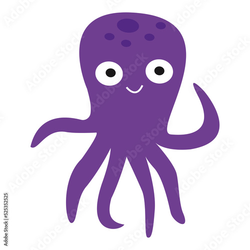 squid in cute animal character illustration design