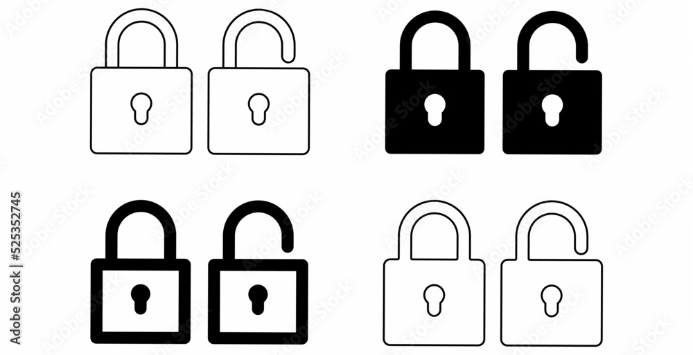 padlock icon set isolated on white background.lock unlock icon vector illustration padlock icon set isolated on white background.lock unlock icon vector illustration