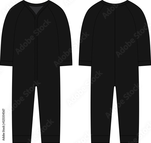 Onesie with a long sleeves. Infant romper. Black color. Baby body wear mock up.