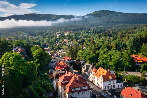 Fototapeta Naklejka Na Ścianę i Meble -  Beautiful architecture of the Szklarska Poreba town in Karkonosze mountains, Giant Mountains. Poland