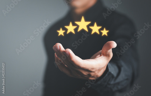 Customer satisfaction concept. service rating Five Star Satisfaction Concept photo