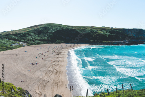 Panorama of the beach of Usgo in cantabria, noth of spain photo