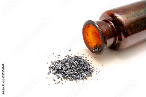 crystalline sublimated iodine on a white background