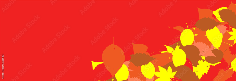 Autumn red background with leaves of different shapes with a white field for text. Autumn red background with leaves of different shapes with a white field for text.