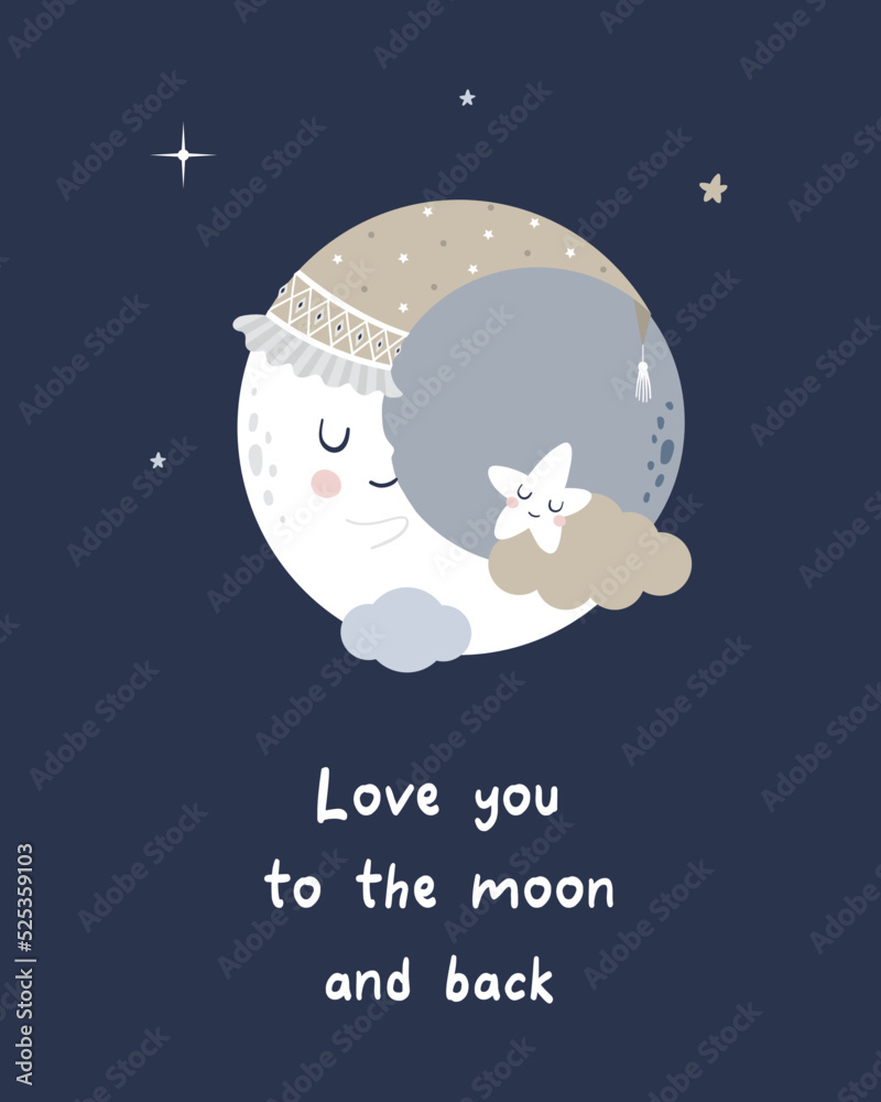 Naklejka premium Poster moon sky rainbow kids room kids decor logo design background white background logo design background fashion wedding invitation christmas card retro christmas winter poster font wedding
