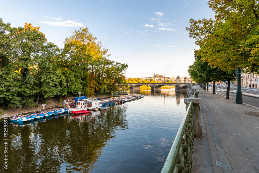Fototapeta premium Vitava River riverside view in Prague City