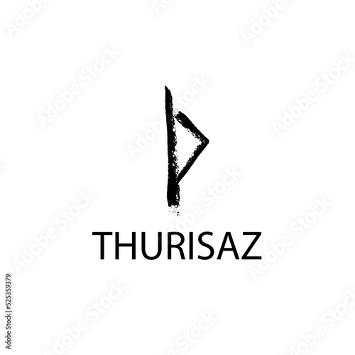 Rune Thurisaz. Hand drawn wax chalk, texture glyphs.