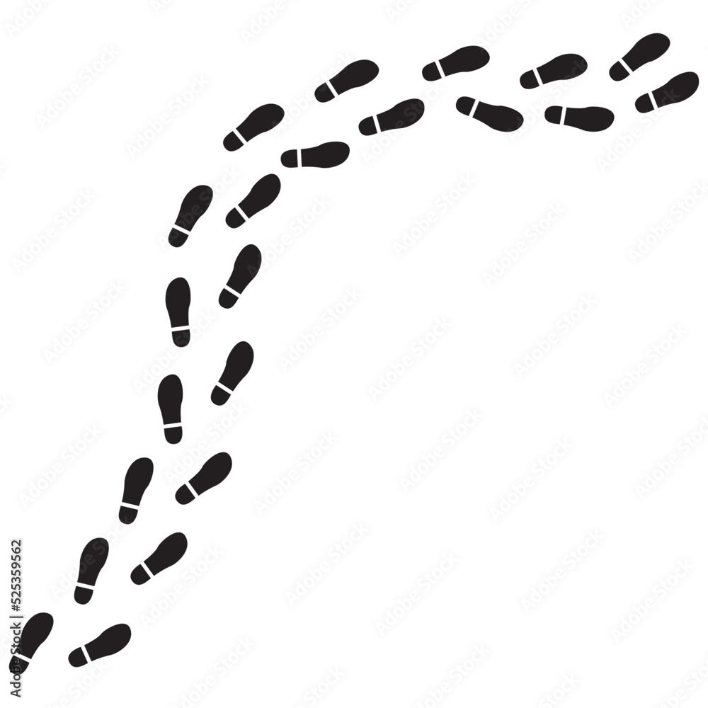Human footprints on a white background.
Human footprints on a white background.