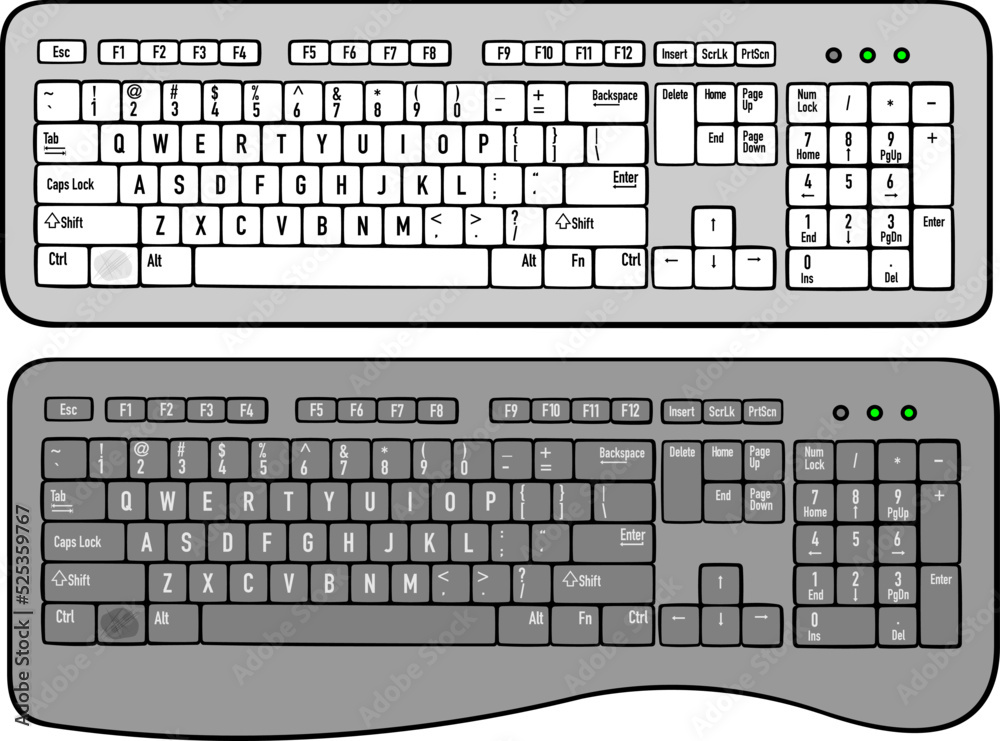 two computer keyboards vector illustration