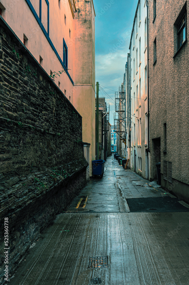 side street on a rainy day