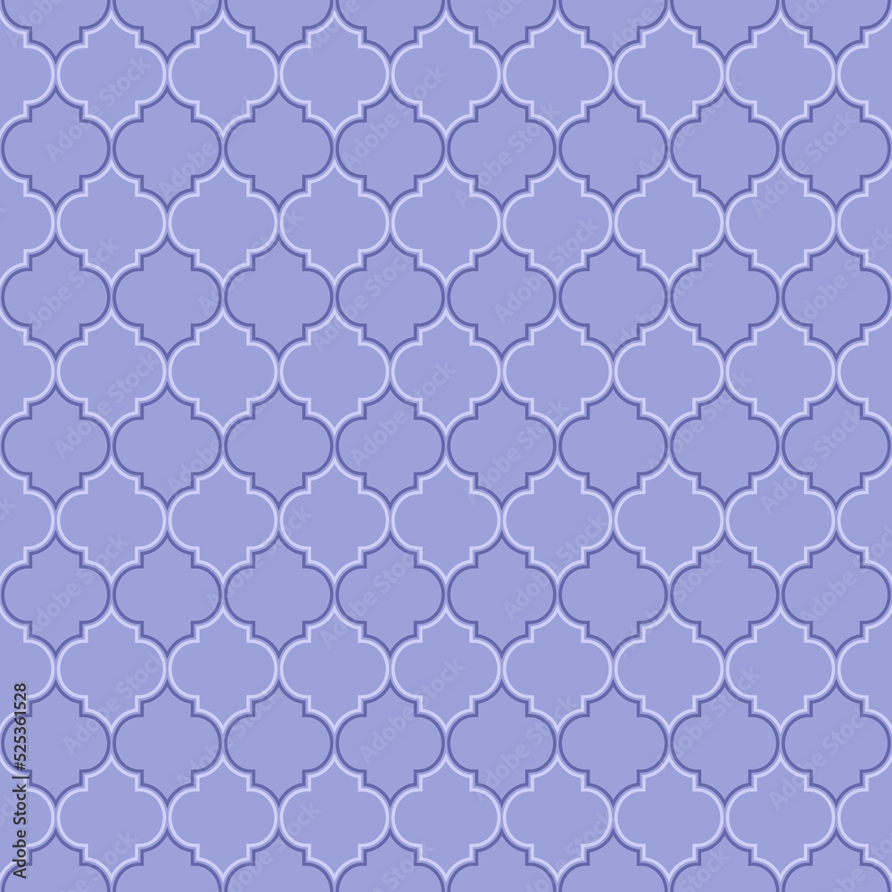 Color of year 2022 very peri seamless pattern. Abstract violet geometric pattern in arabic style. Simple vector seamless design for background, paper, textile, wallpaper. Traditional ornament