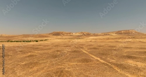 Dry desert landscape, Drone footage. photo