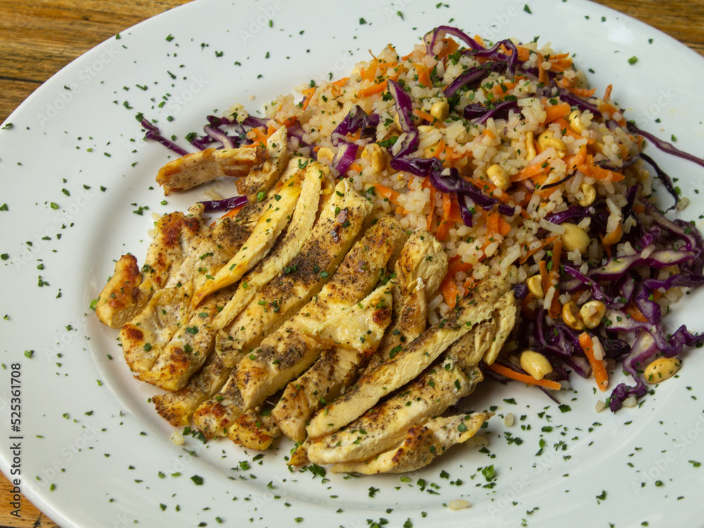 chicken with rice and salad chicken with rice and salad