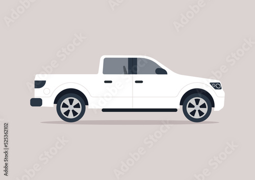 A side view of a big pick up truck, a cargo transportation concept