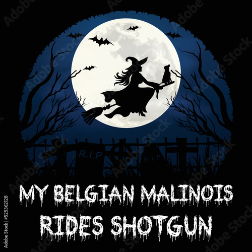 My Belgian Malinois rides shotgun witch bat dog tree